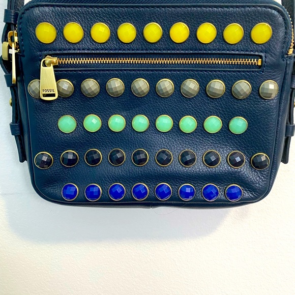 Fossil Piper Gem Navy Leather Crossbody - Picture 2 of 8